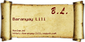 Baranyay Lili névjegykártya